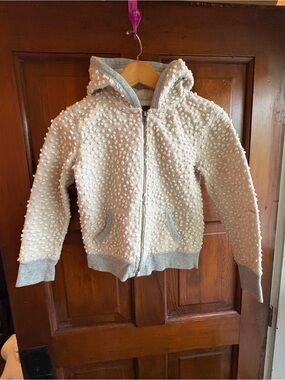 GAP Cream Dot-Textured Hooded Zip Sweatshirt